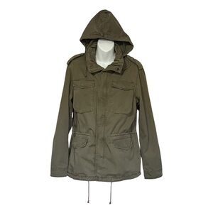 H&M L.O.G.G. Military UTILITY ANORAK JACKET Olive Green Size Small